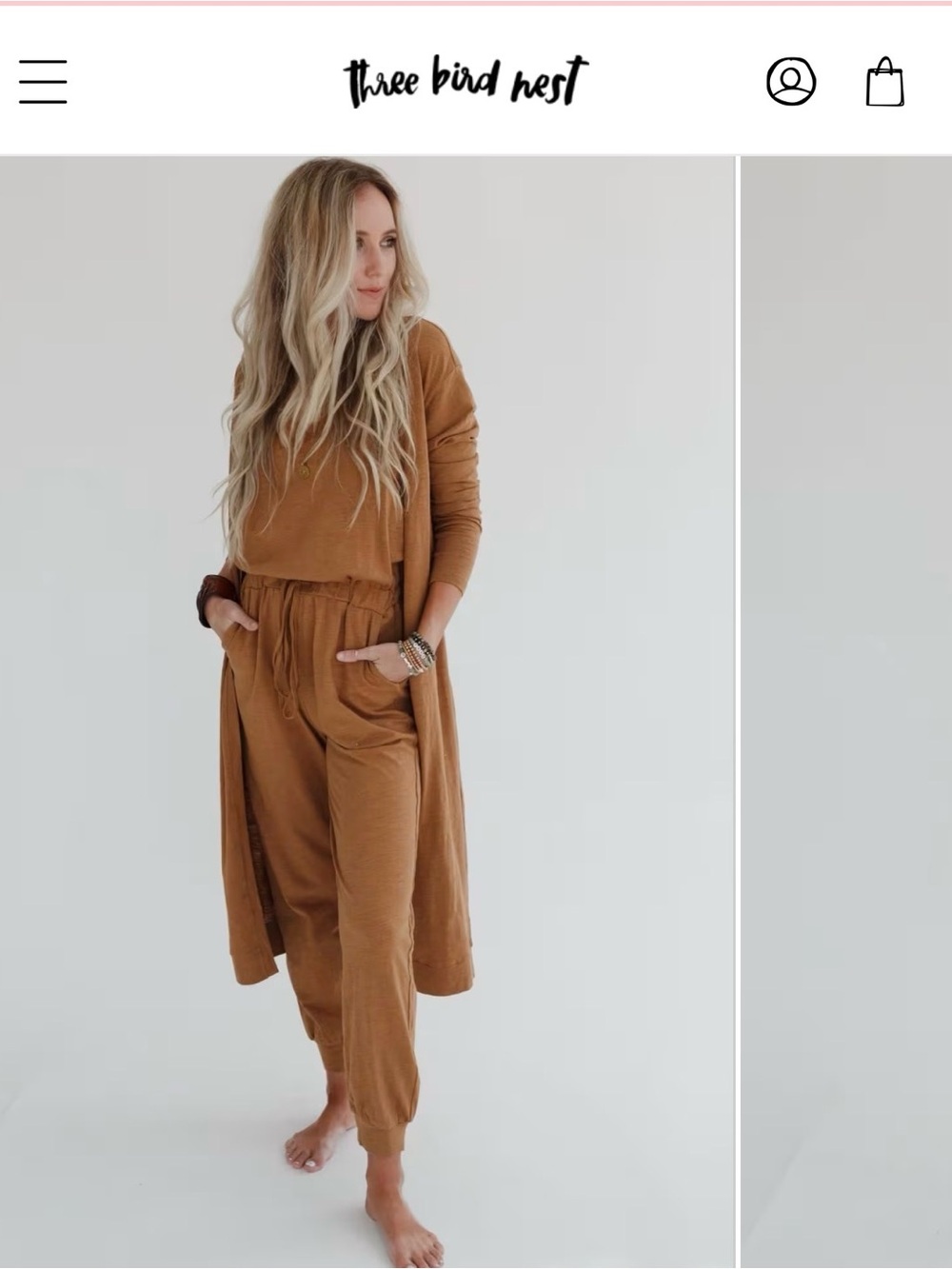 Soft Knit Brown Jumpsuit with Drawstring Waist - Picture 4 of 4